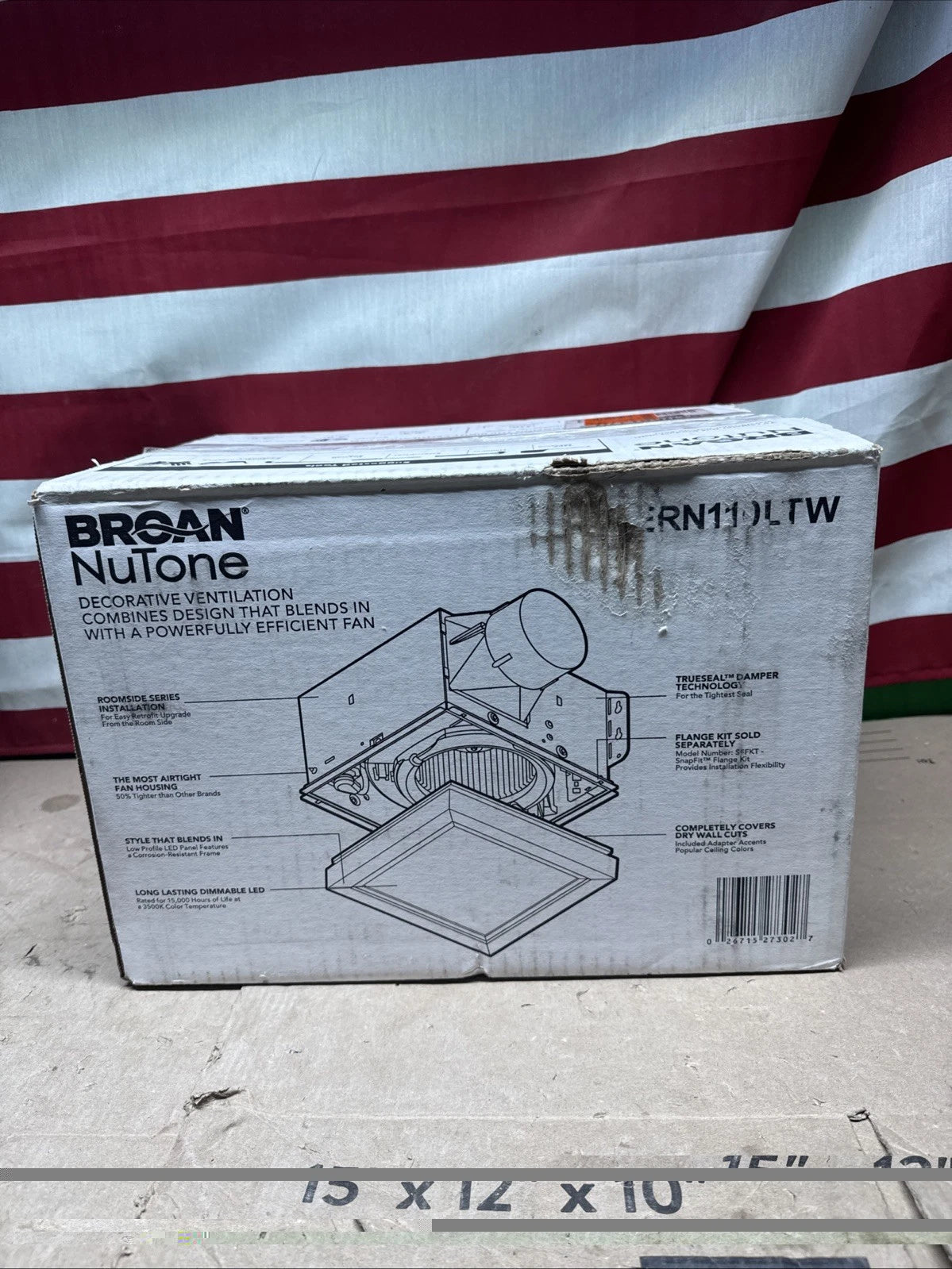 110 CFM Exhaust Fan LED Light Broan NuTone Bathroom Ceiling AERN110LTW