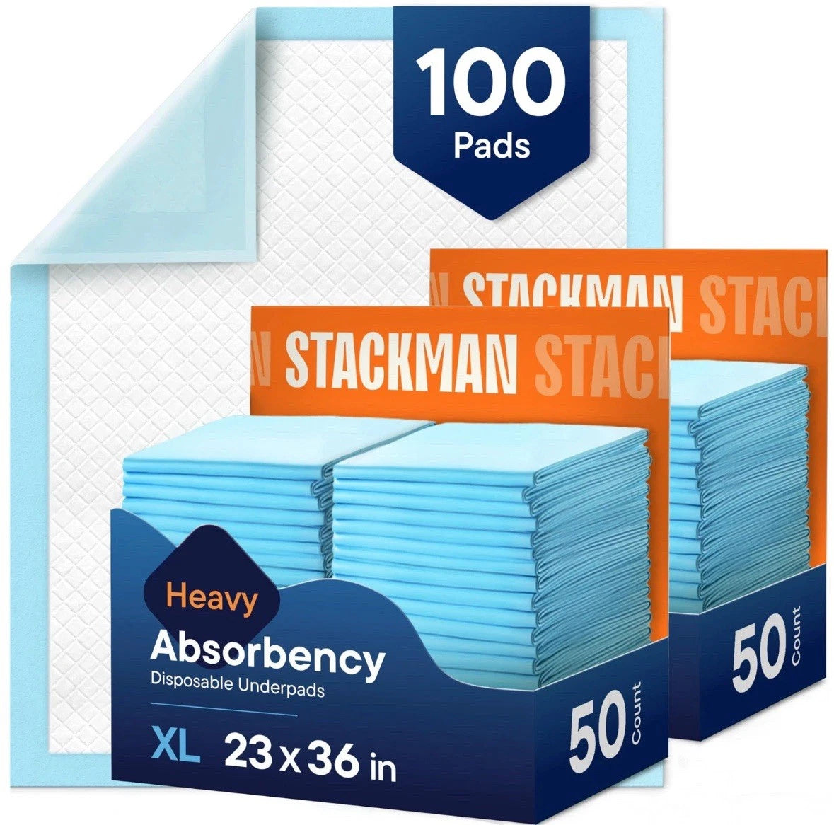 100 Pk Disposable Adult Incontinence Underpads 23"x 36" Large