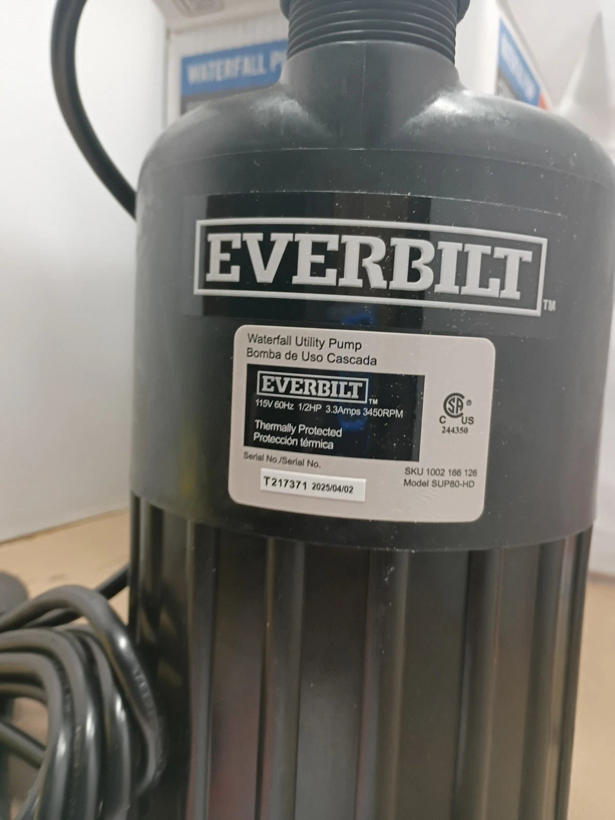 EVERBILT Waterfall & Pond Pump 1/2 HP 53 GPM 26 Ft Max Vertical Lift SUP80-HD.