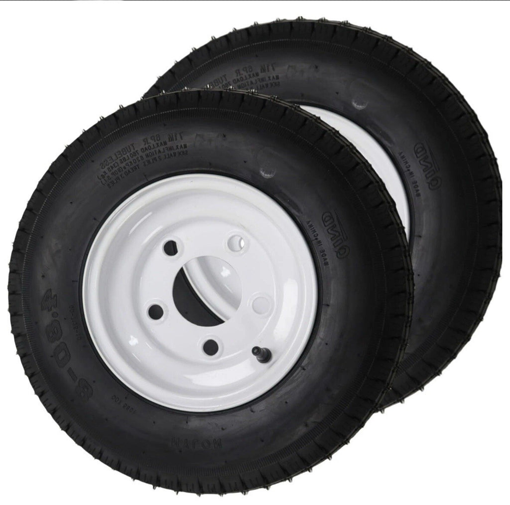 2 Pack 4.80-8 4.80x8 480-8 6PR Tires Trailer Tires with 8" Rims 5 Lug on 4.5"