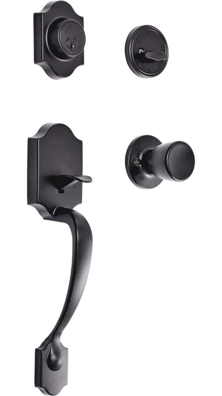 Amazon Basics Front Door Lock Set, Handleset with Tulip Knob, Level Door Handle