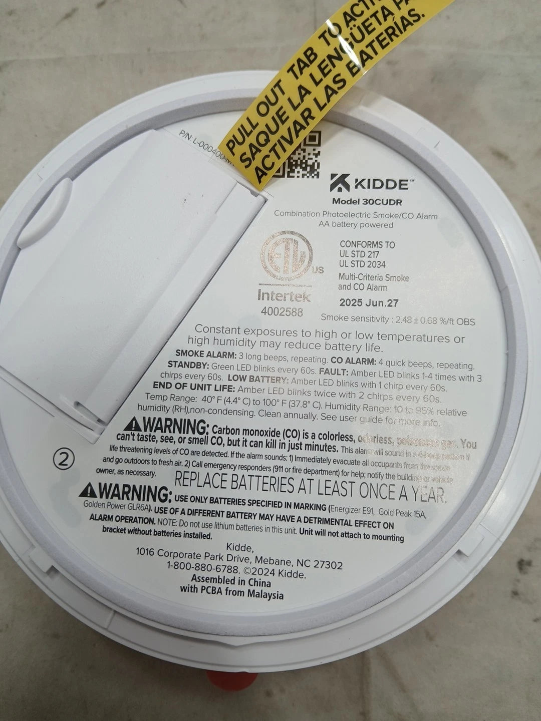 2PK Kidde 30CUDR Smoke & Carbon Monoxide Detector AA Battery Backup Voice Alert