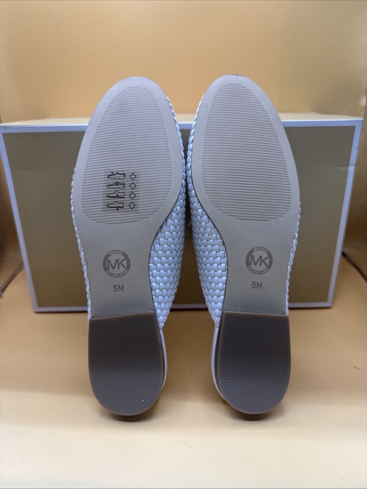 Michael Kors Napa Charlton Slide Mules Woven White Buckle Loafers Women US 5M