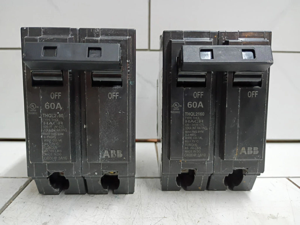 (2 pack) GE ABB General Electric THQL2160A 60-Amp 2-Pole 120/240VAC Breaker OB