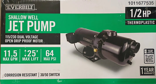 HDSWJ5P Everbilt 1/2 HP Plastic Shallow Well Jet Pump OPEN BOX