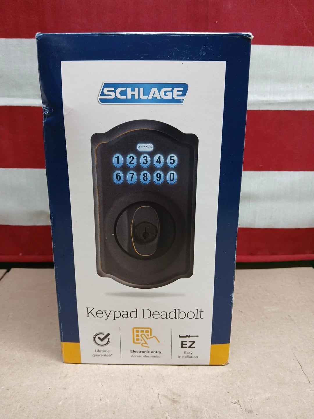 Schlage BE365 V CAM716 Camelot Keypad Deadbolt - Aged Bronze NEW OPEN BOX