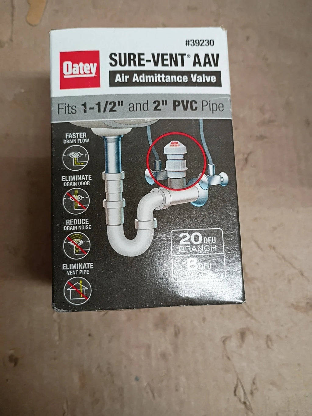 6pk OATEY 39230 1" 1/2 - 2" SURE VENT PLUMBING AIR ADMITTANCE PVC