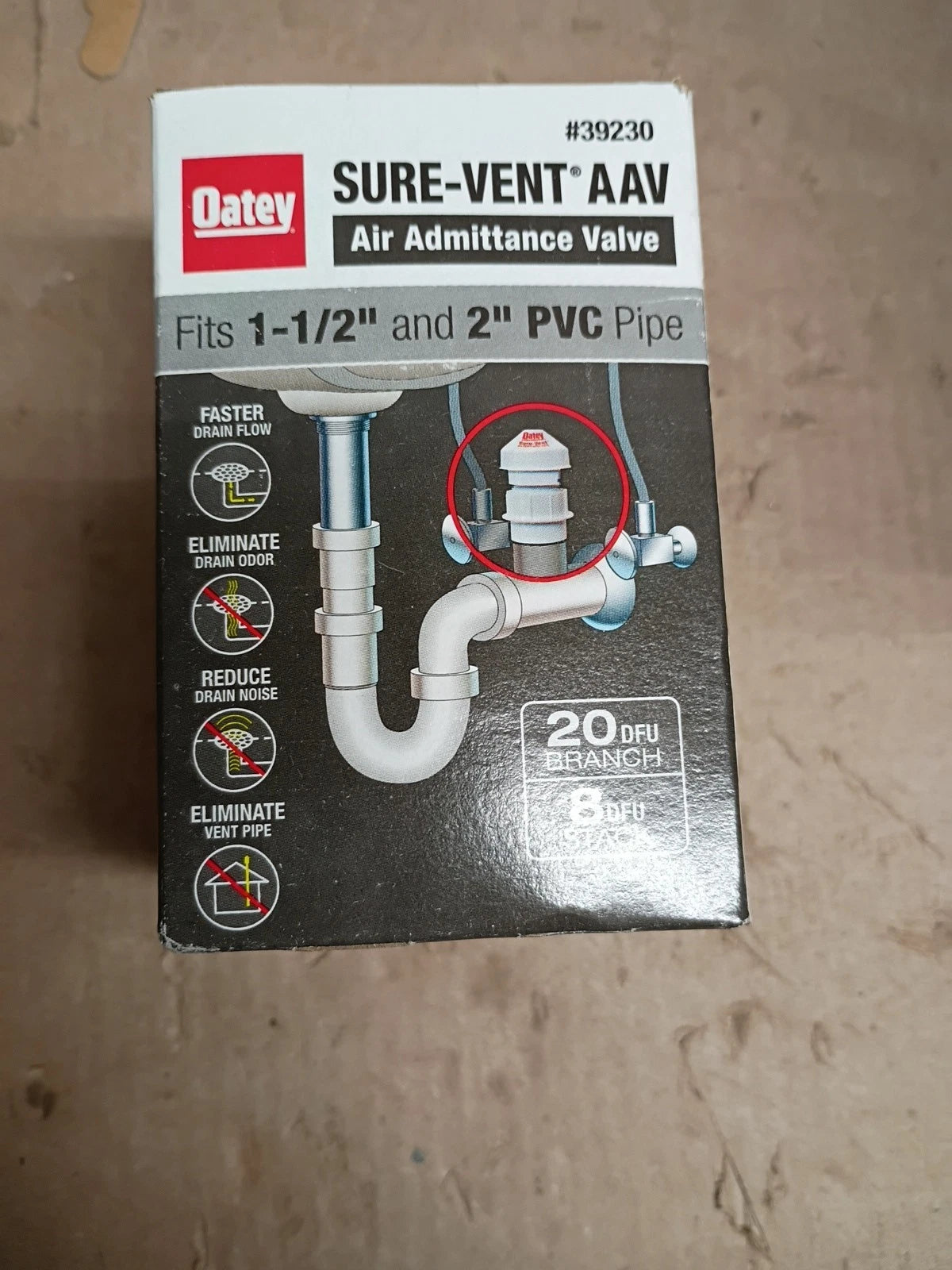 6pk OATEY 39230 1" 1/2 - 2" SURE VENT PLUMBING AIR ADMITTANCE PVC