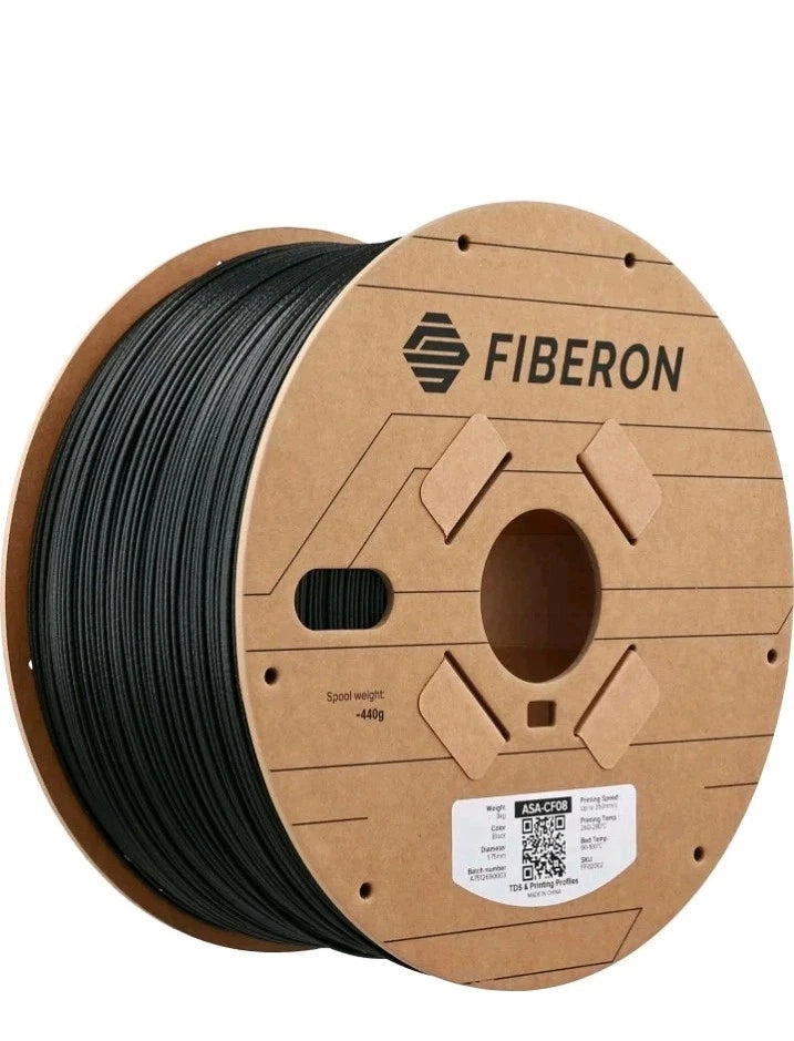 Fiberon ASA-CF08 Black Carbon Fiber 3D Printing Filament 1.75Mm 3KG, UV & Weathe