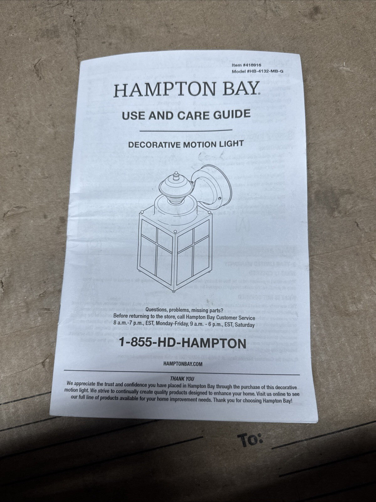 Hampton Bay Small Exterior Motion Sensing Wall Lantern Black Finish