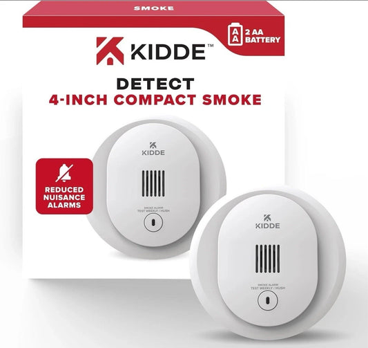 Kidde Smoke. Detector, 4-Inch Compact, AA Battery Powered, 10SDR