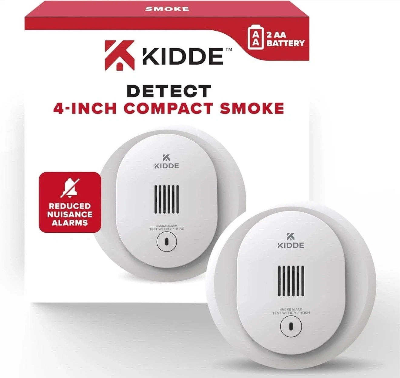 Kidde Smoke Detector, 4-Inch. Compact, AA Battery Powered, 10SDR