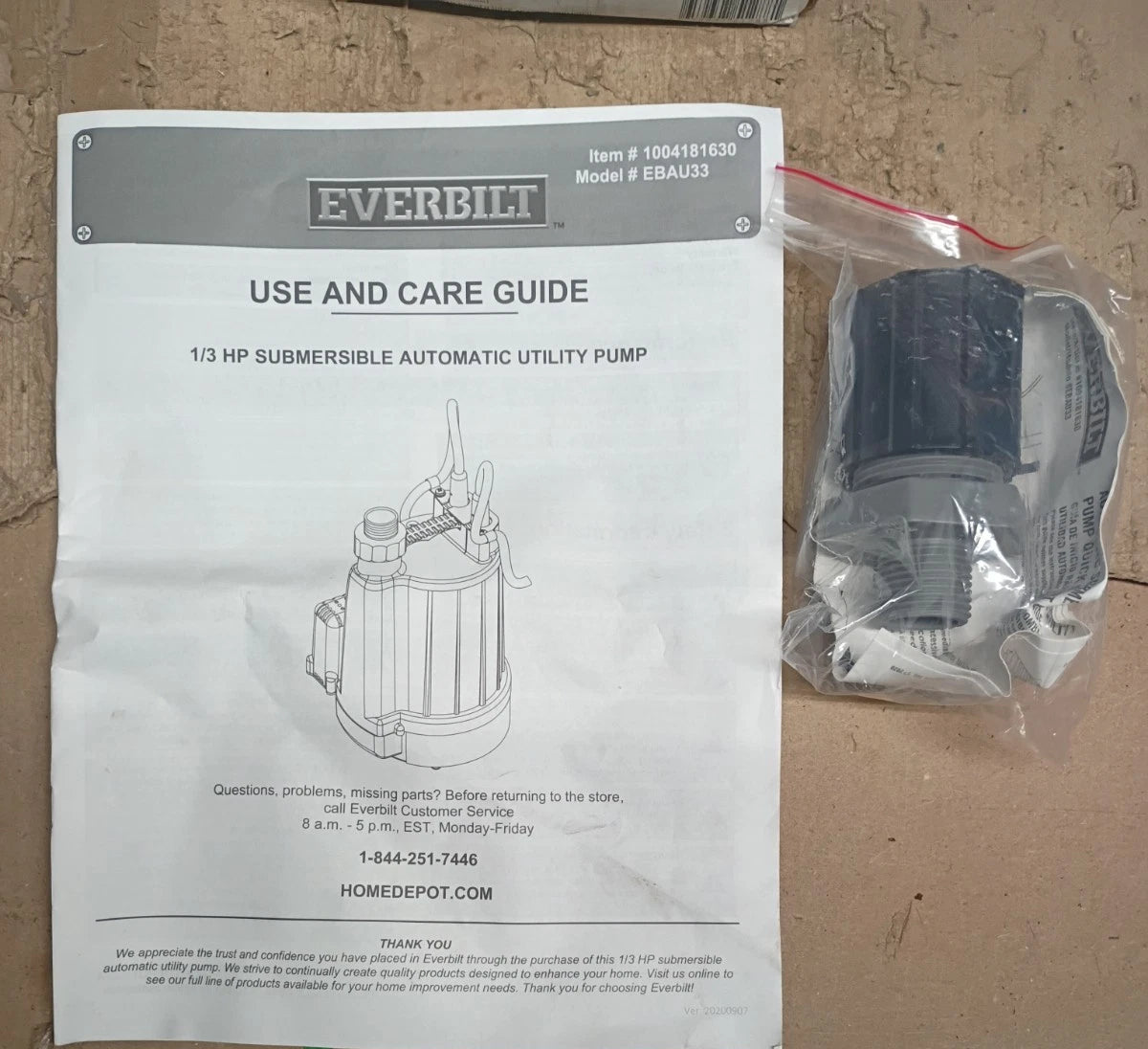 Everbilt EBAU33 1/3 HP Automatic Utility Pump 1004181630 Open Box