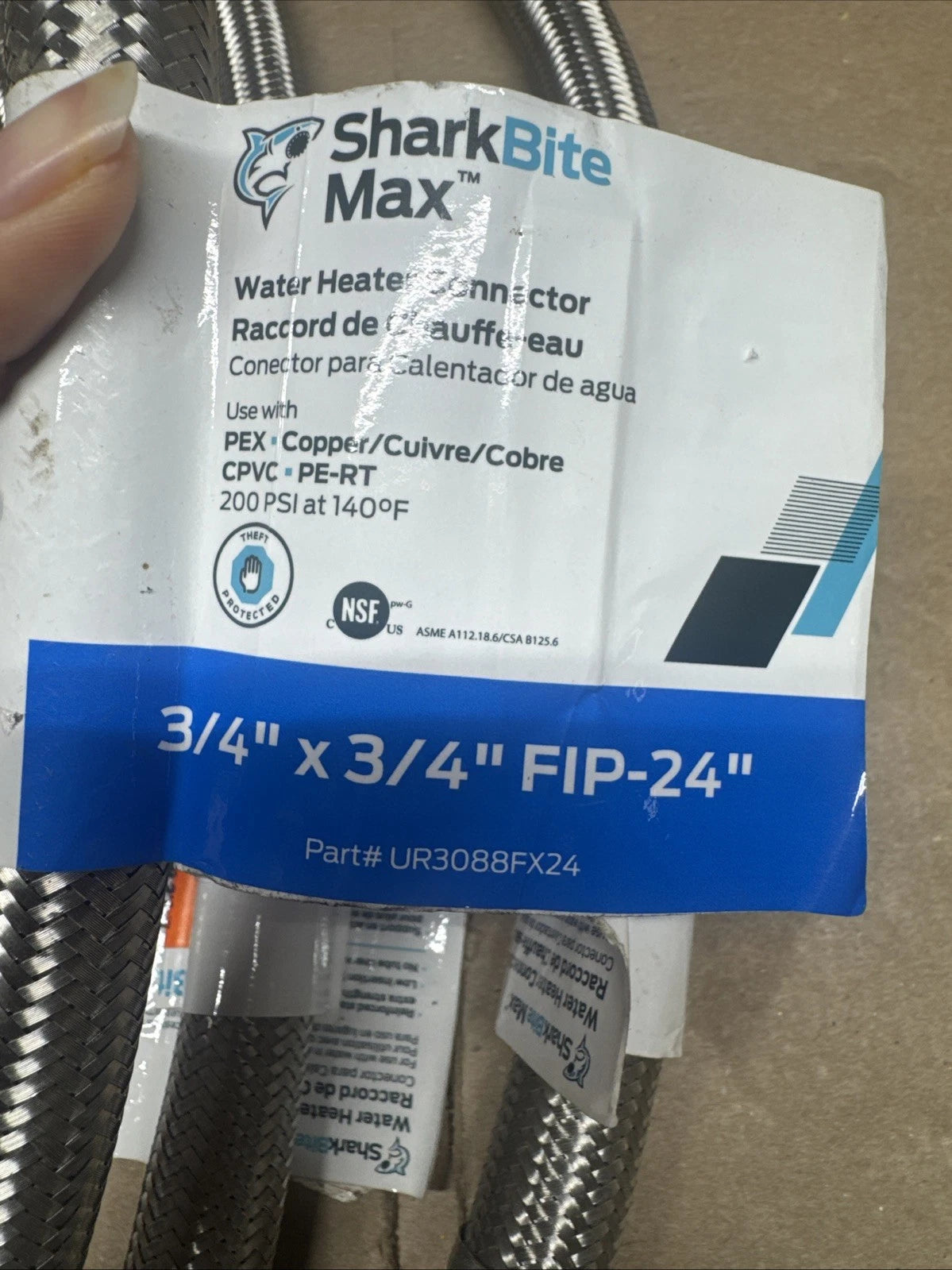 8 Pack SharkBite Water Heater Connectors 3/4 Push-Fit x 3/4 FIP Dia in. Read