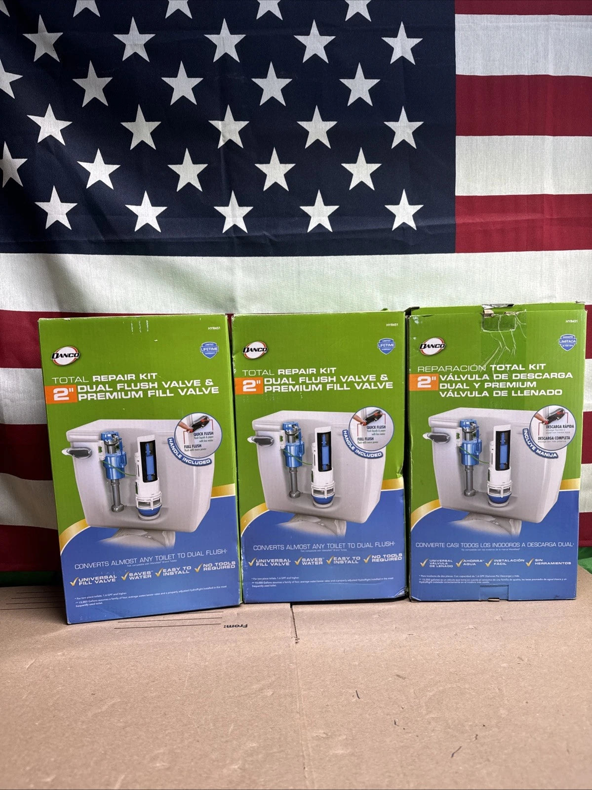 3PK Danco HYR451 Dual Flush valve fill Universal Water Saving Toilet Repair Kit