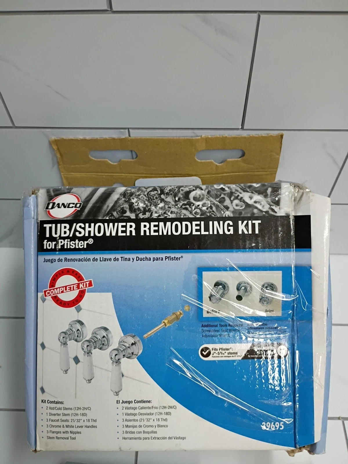 Danco 39695 Tub/Shower Remodeling Kit for Pfister - Porcelain Lever New Open Box