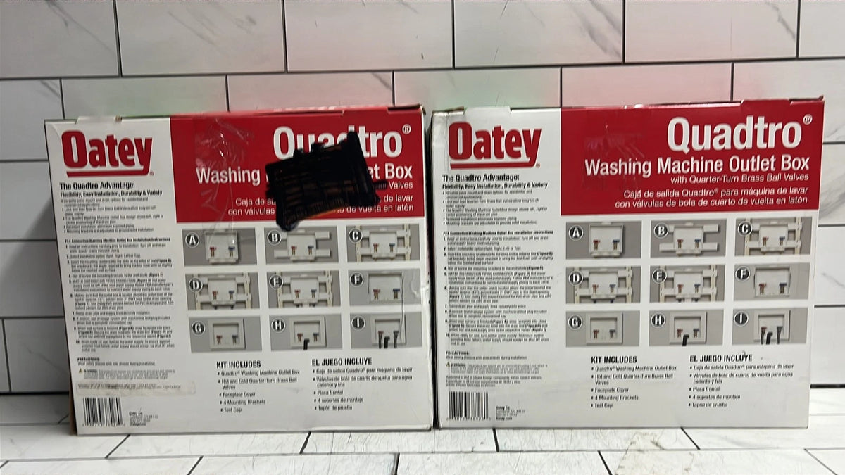 (2 Pack) Oatey Quadtro 38528 Washing Machine Outlet Box With PEX Crimp Valves OB