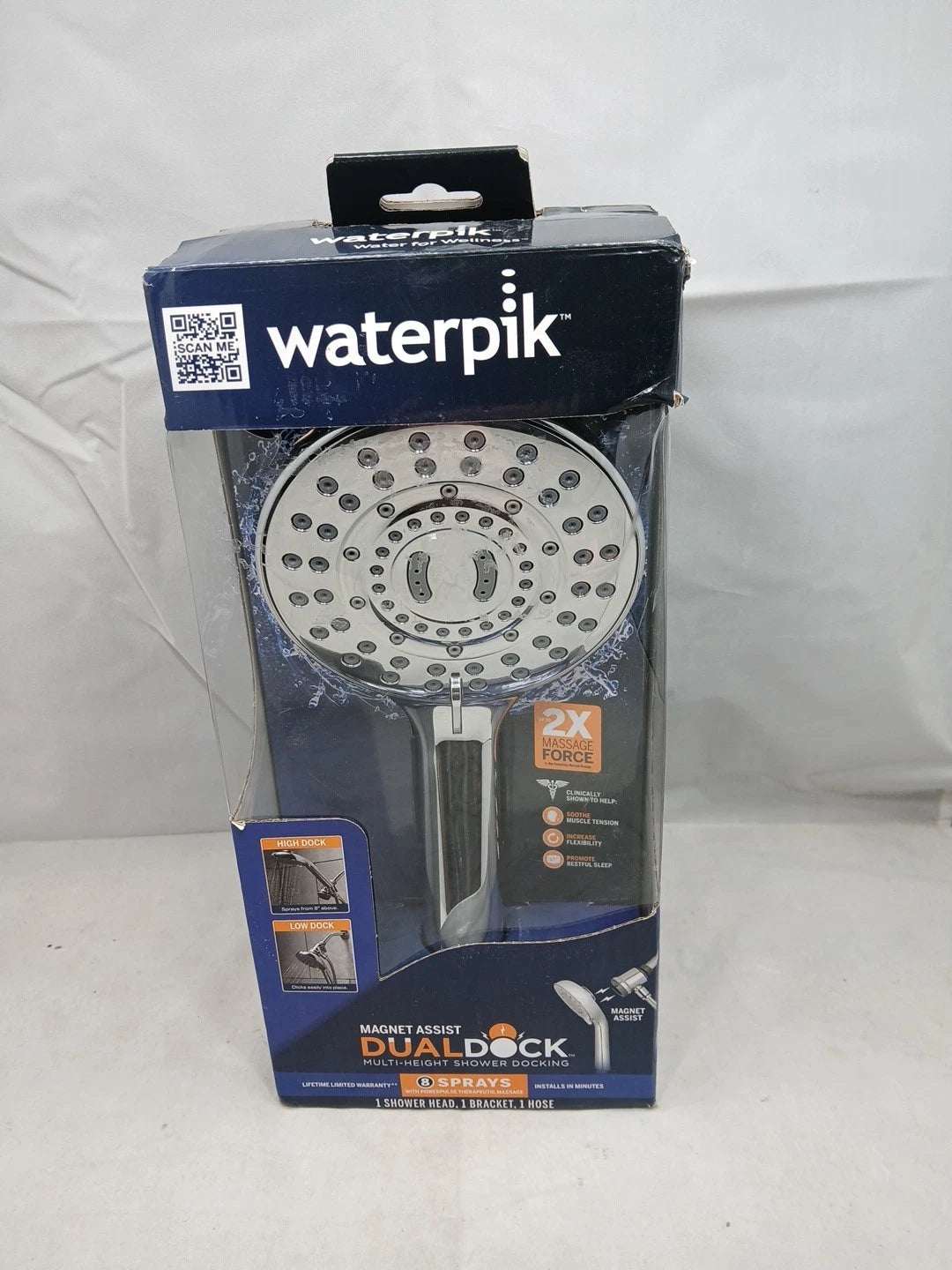 Waterpik 8-Spray Wall Mount Magnet Multi Height Handheld Shower Head 1.8 GPM
