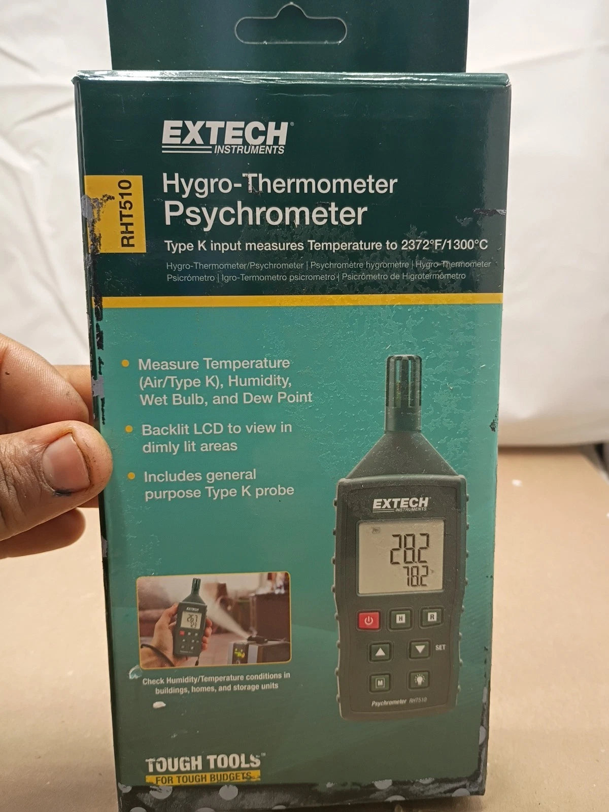 EXTECH RHT510 Hygro Thermometer,Pocket Style 453A52