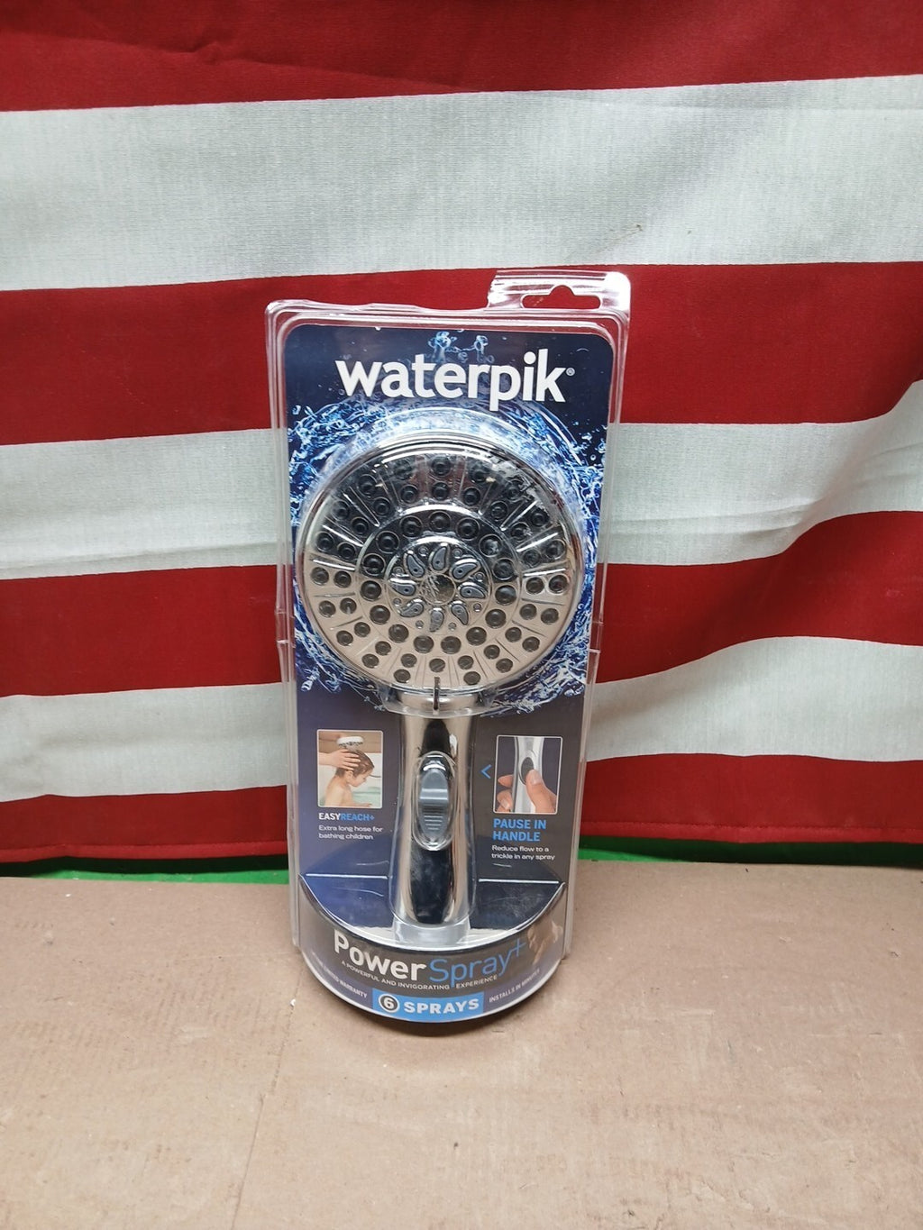Waterpik 6-Spray 4.8 in. Wall Mount Handheld Adjustable Shower Head. Chrome..