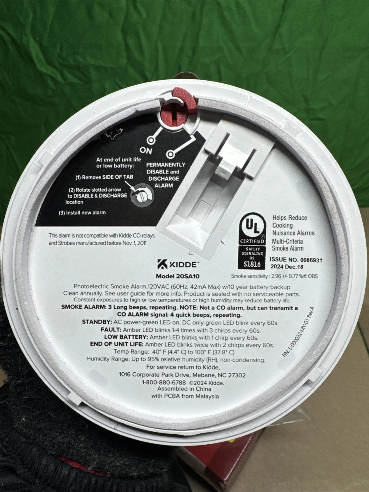 Kidde 20SA10 Hardwired Smoke Detector with Photoelectric sensor New Open Box