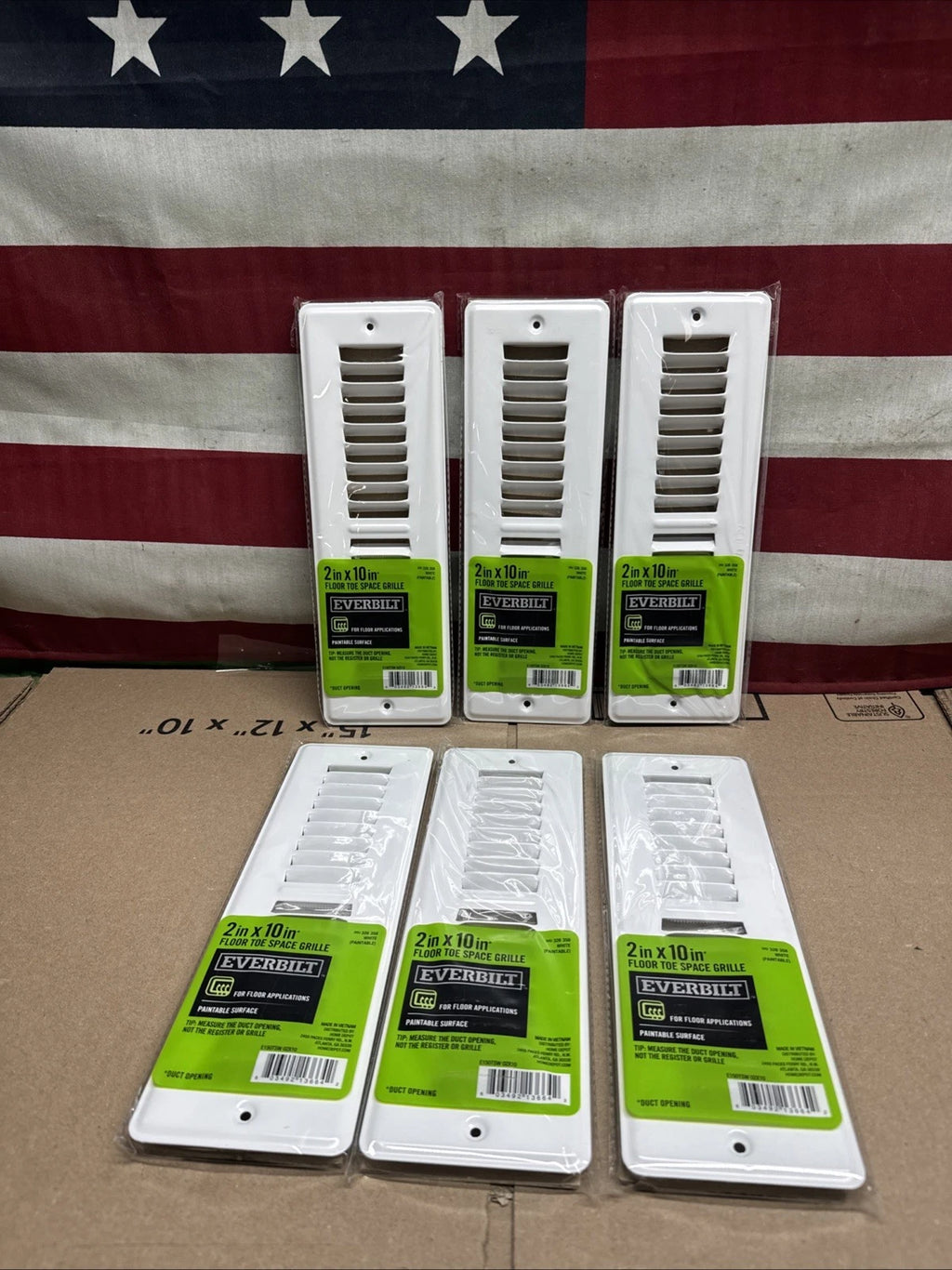 Lot Of 6 Everbilt 2 in. x 10 in. White Floor Toe-Space Grille
