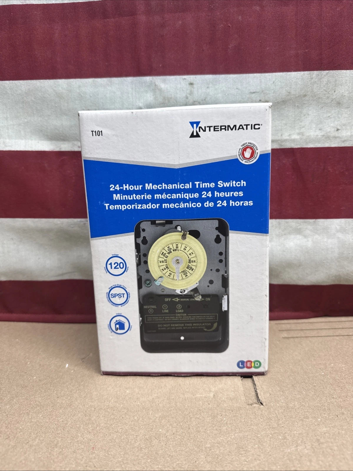 Intermatic T101 24-Hour Mechanical Time Switch, 120 VAC, 60Hz, SPST