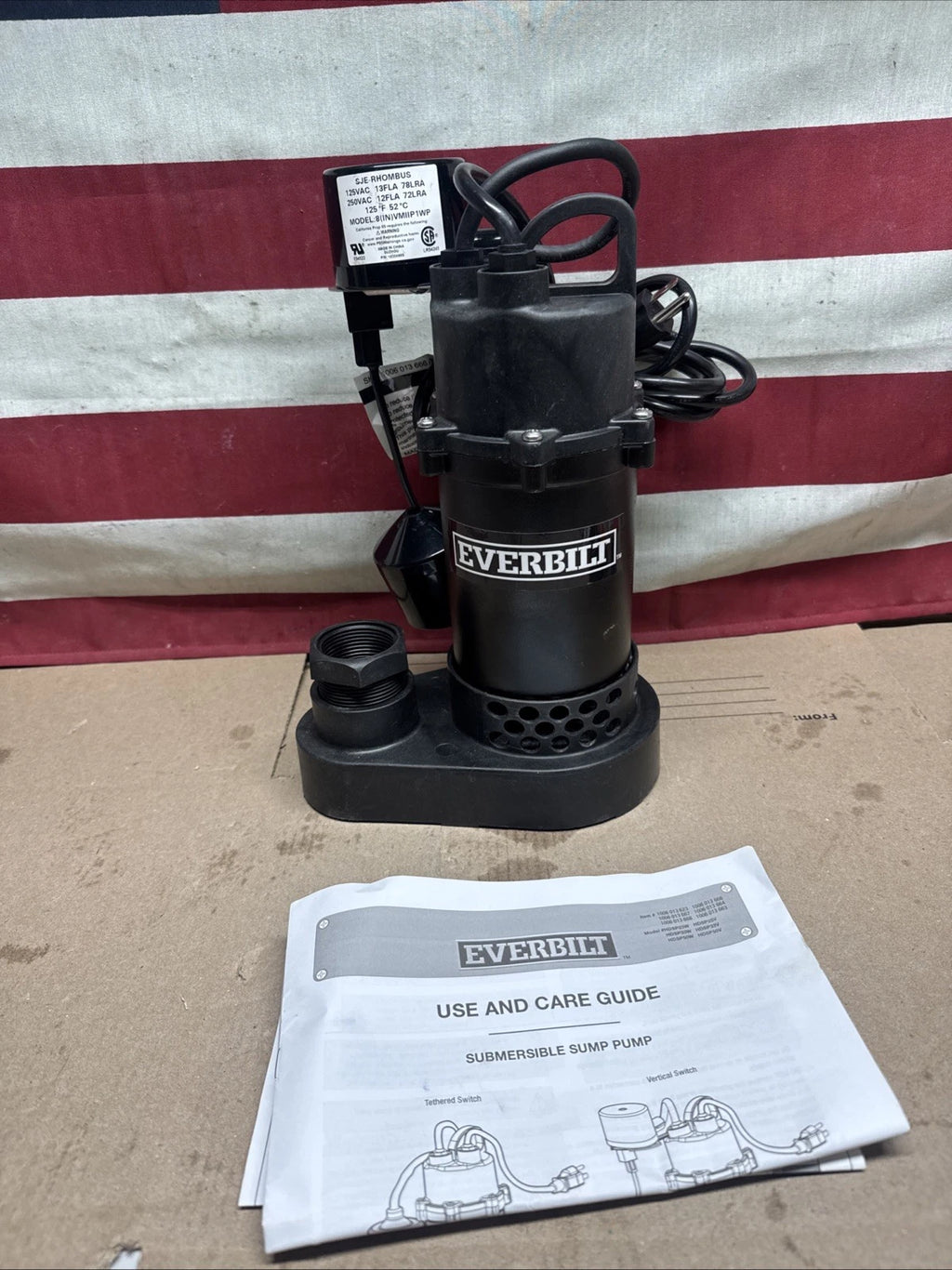 Everbilt HDSP25V 1/4 HP Aluminum Submersible Sump Pump Vertical Switch Open Box