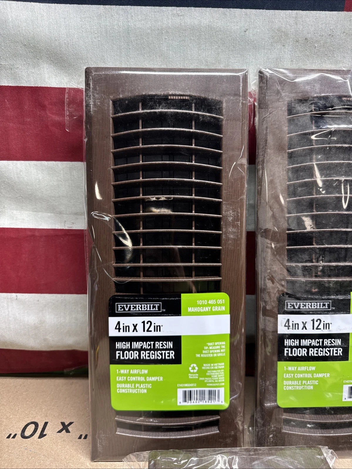 Lot Of 7 4 in. x 12 in. Plastic Floor Register in Mahogany Grain