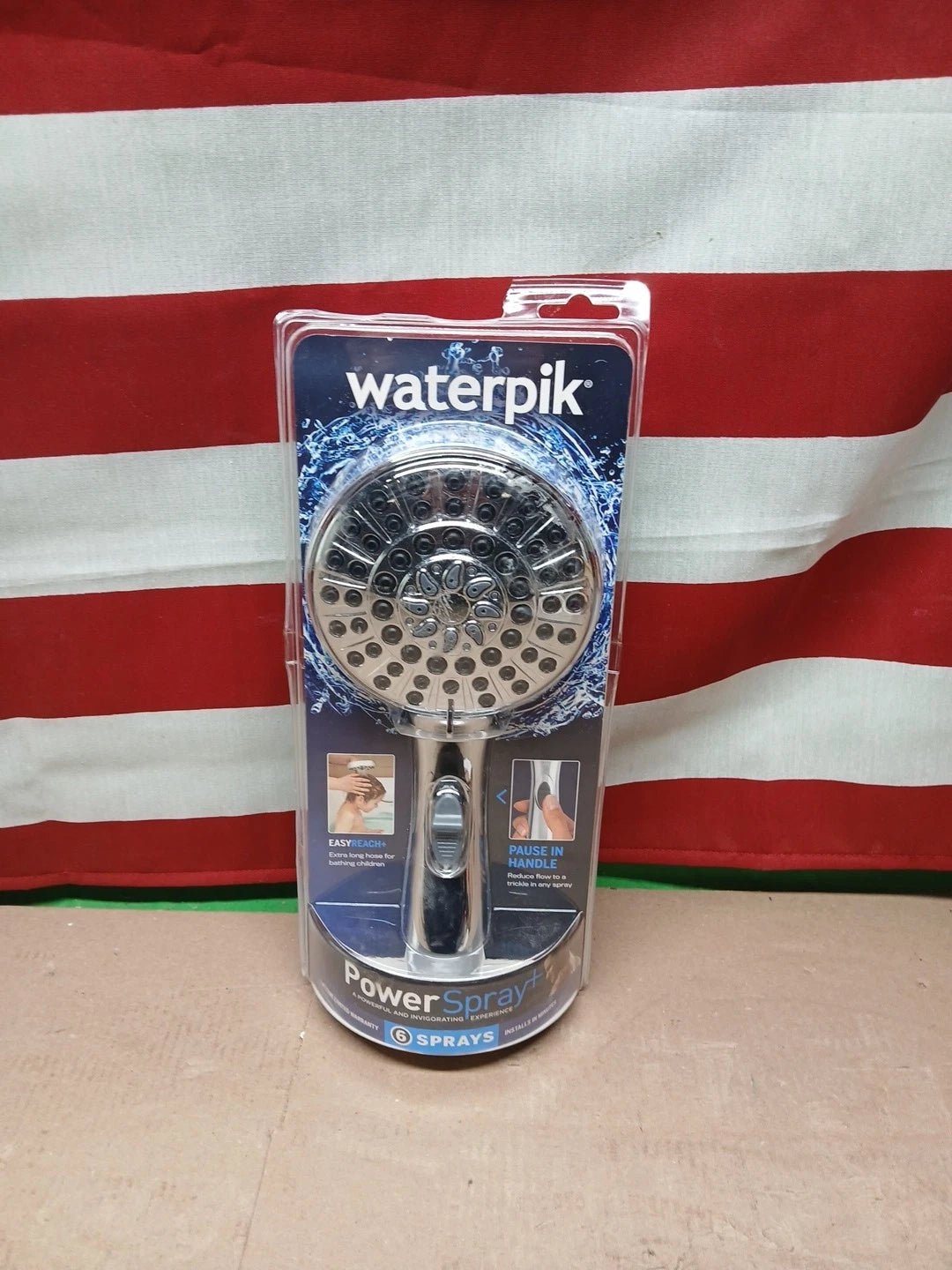 Waterpik 6-Spray 4.8 in. Wall Mount Handheld Adjustable Shower Head. Chrome.