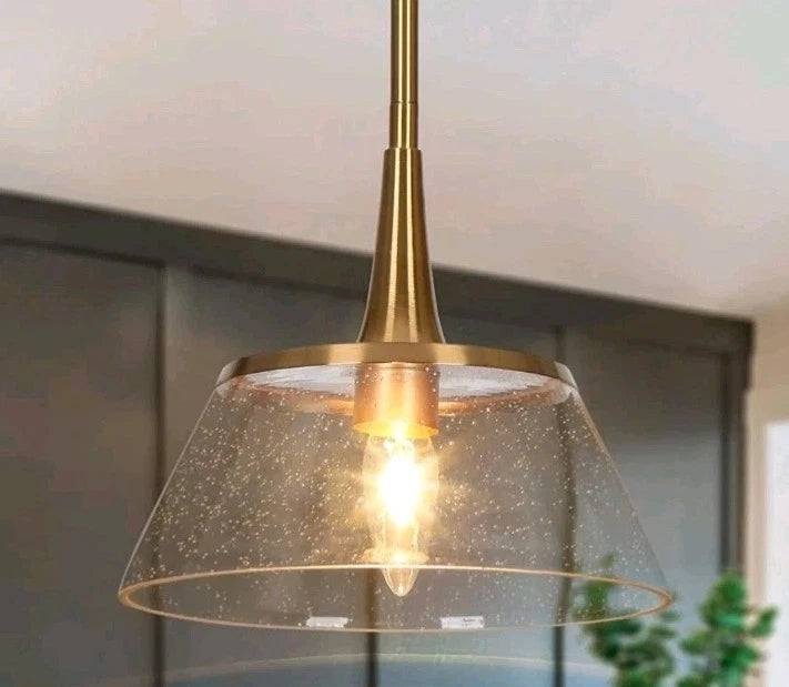 Quoridan 1-Light Mini Brass Modern Pendant Light Fixtures A04975P Open Box