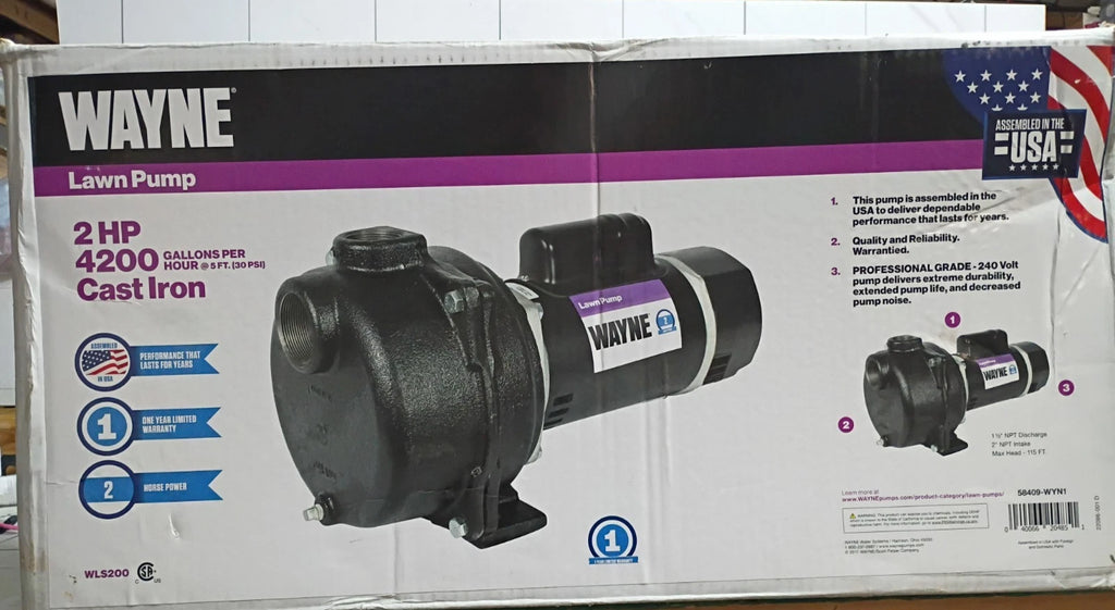 Wayne WLS200 2 HP Permanent Lawn Irrigation CST Iron Sprinkler Pump Open Box,