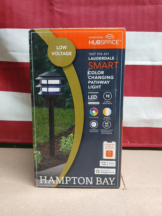 LAUDERDALE Hampton Bay 70 Lumen Matte Black 3-Tier Outdoor Light w/ Hubspace