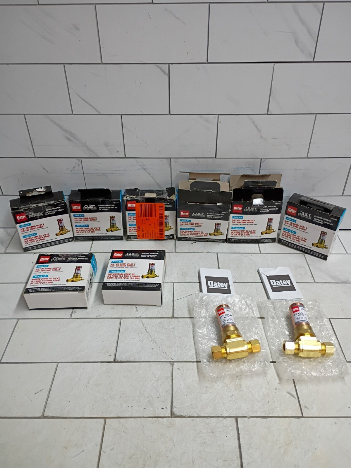 8pk Oatey Quiet Pipes 3/8 in. O.D. Compression Tee AA Hammer Arrestor. Open Box