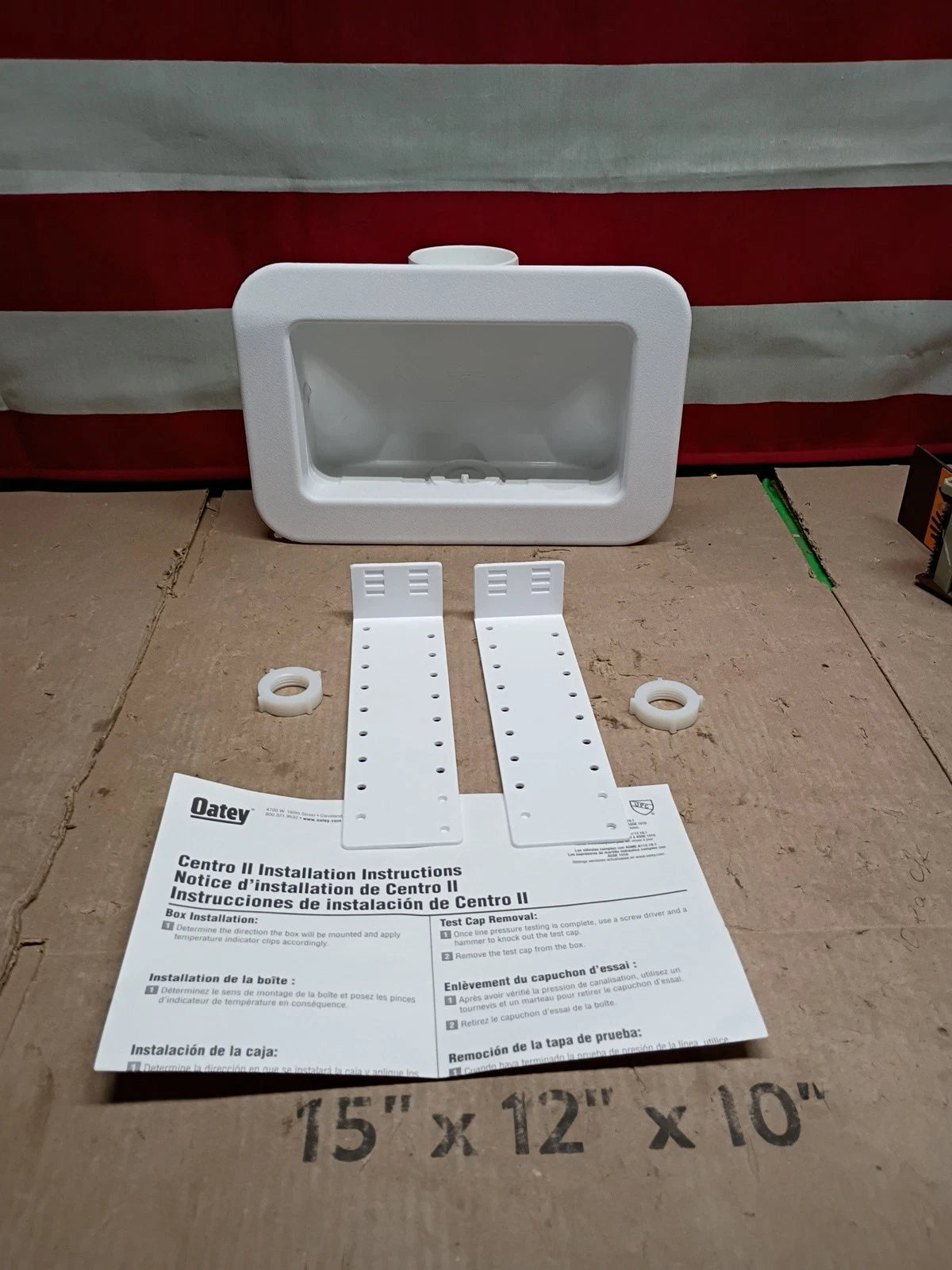 Oatey 38120 Centro Washing Machine Outlet Box Face Plate Brackets Fittings White