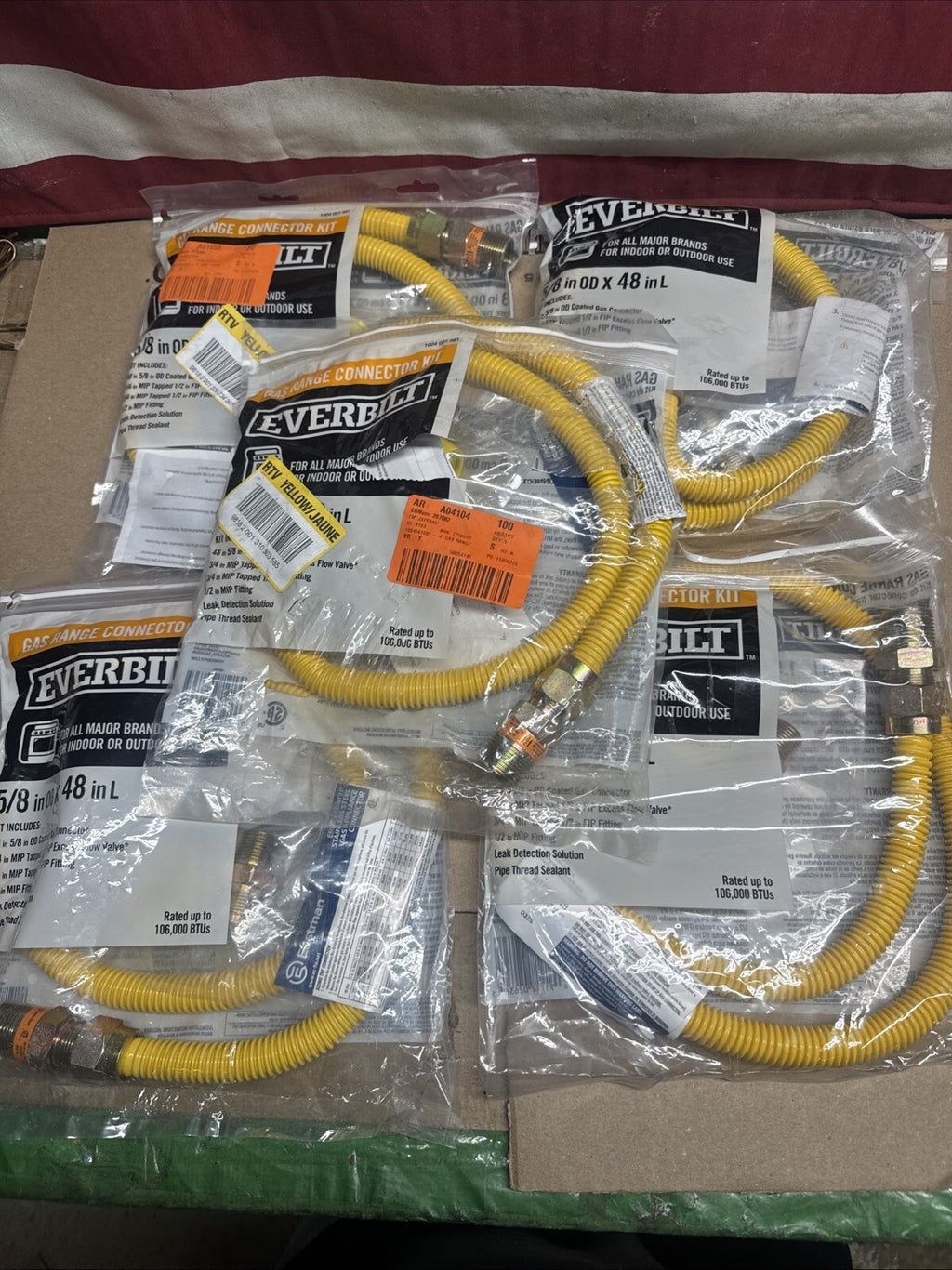 10-PACK EVERBILT GAS RANGE CONNECTOR Kit 5/8" x 48"  Indoor/Outdoor All Brands
