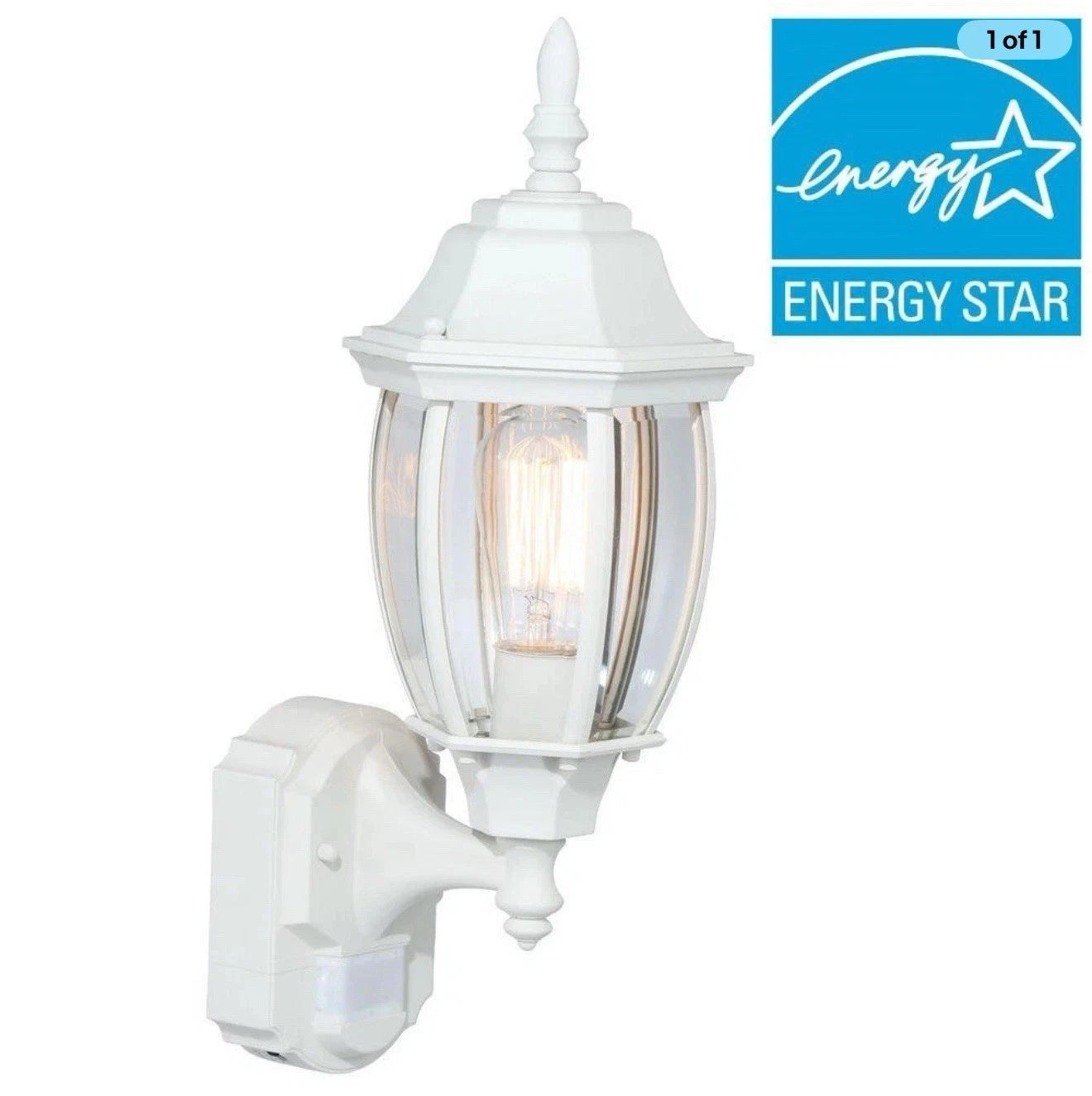NEW Hampton Bay Alexandria Motion Sensing Exterior Wall Lantern White 248 617