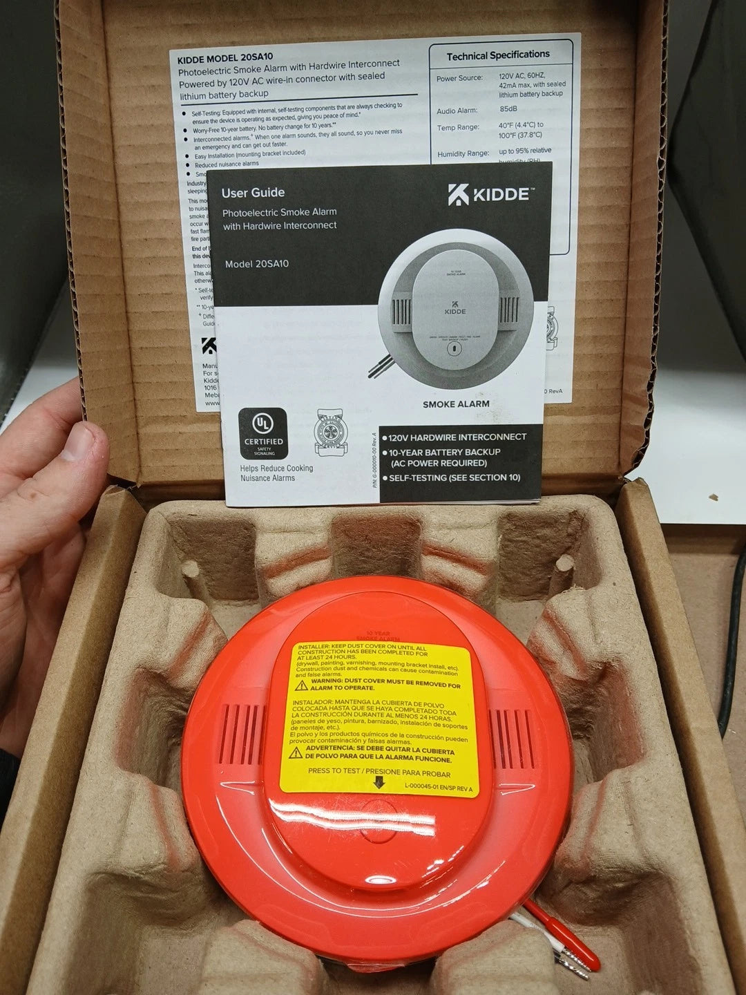Kidde 20SA10 Hardwired Interconnected Smoke Detector with Photoelectric