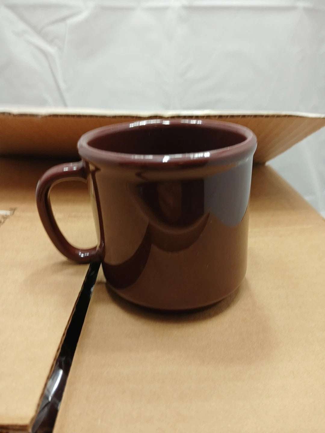 (12-pack) Shatter-Resistant Plastic Coffe Mug, 12 Ounce, Brown mug