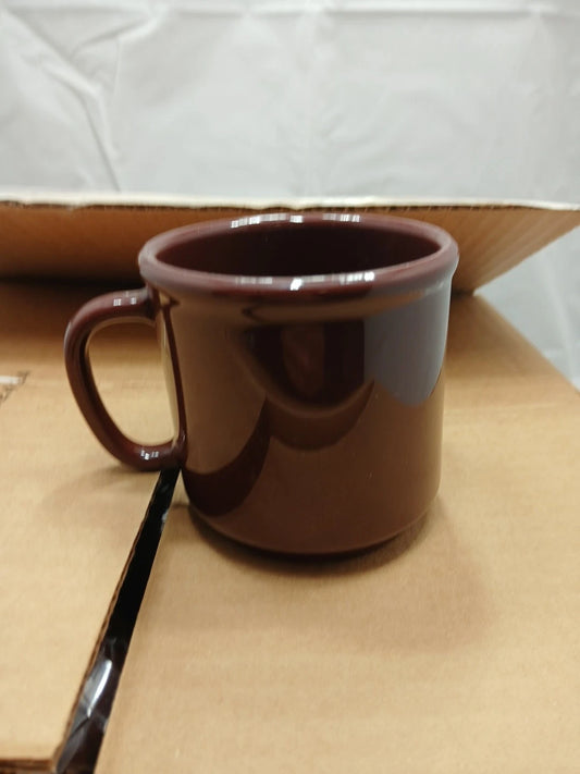 (12-pack) Shatter-Resistant Plastic Coffe Mug, 12 Ounce, Brown mug