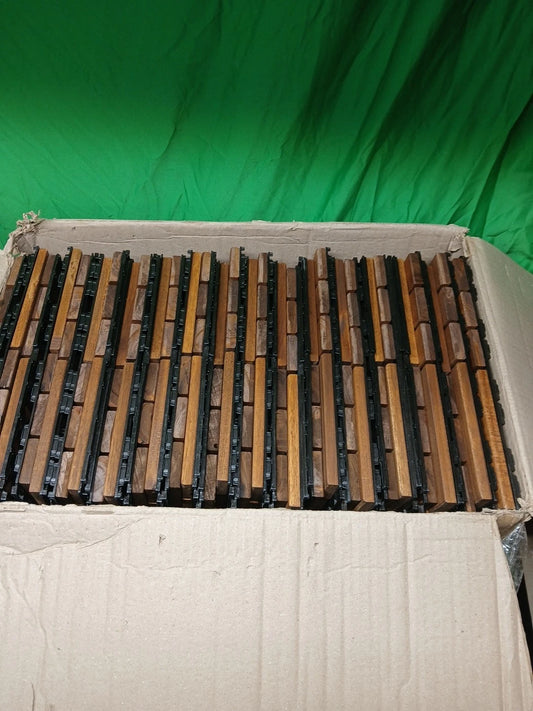 30 PCS Interlocking Deck Tiles, 12"x12" Waterproof Acacia Wood Patio Tiles,...