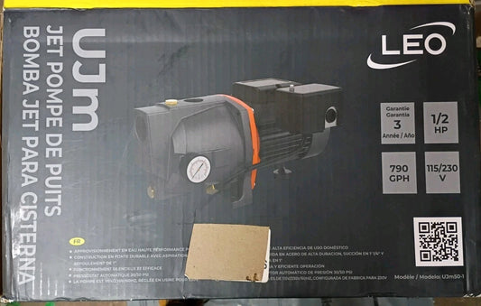 Leo UJm50-1, 1/2HP 115/230-Volt Cast Iron Shallow Well Jet Pump, Open Box