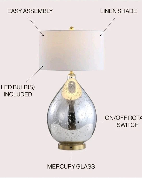 JONATHAN Y JYL1066A Sasha 30.75" Glass/Metal LED Table Lamp Glam Transitional