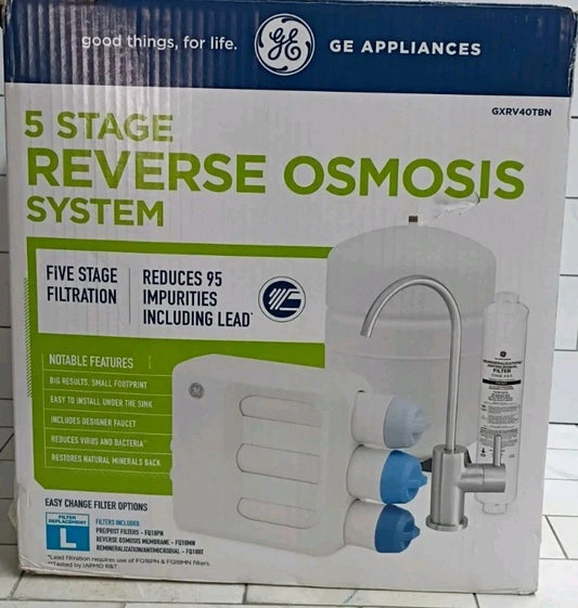 GE Under Sink 5-Stage Reverse Osmosis Water Filtration System GXRV40TBN