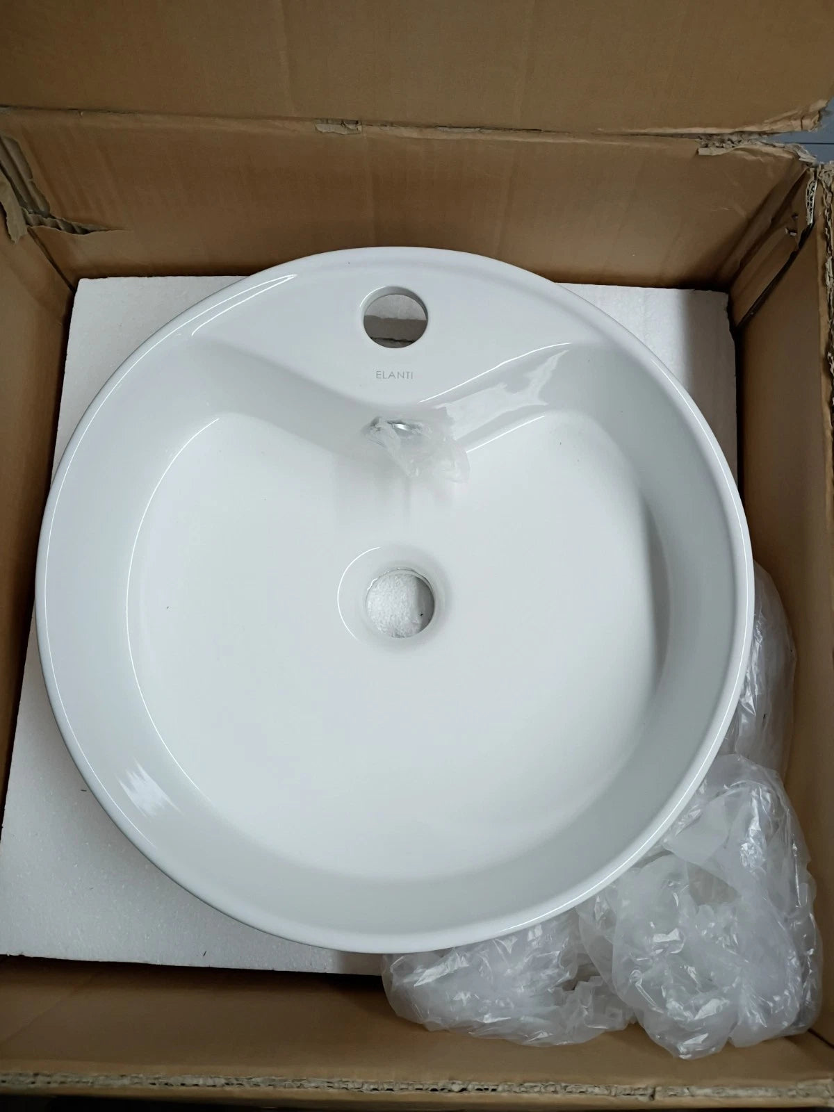 HOTIS CERAMIC VESSEL VANITY SINK White-LZS007S Open Box