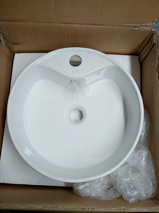HOTIS CERAMIC VESSEL VANITY SINK White-LZS007S Open Box