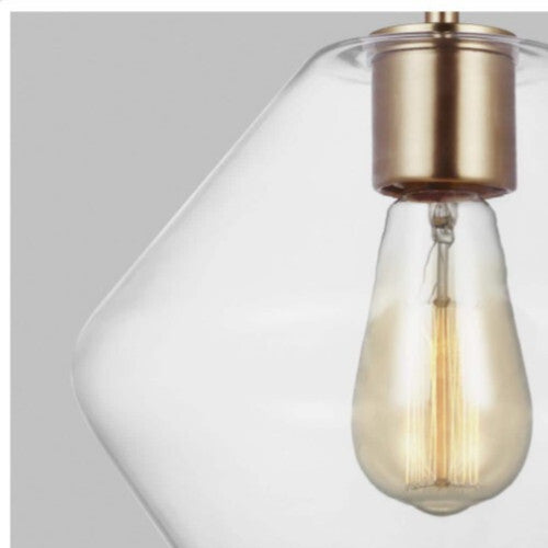 Generation Lighting Jett 1-Light Satin Brass Shaded Pendant Light Open Box