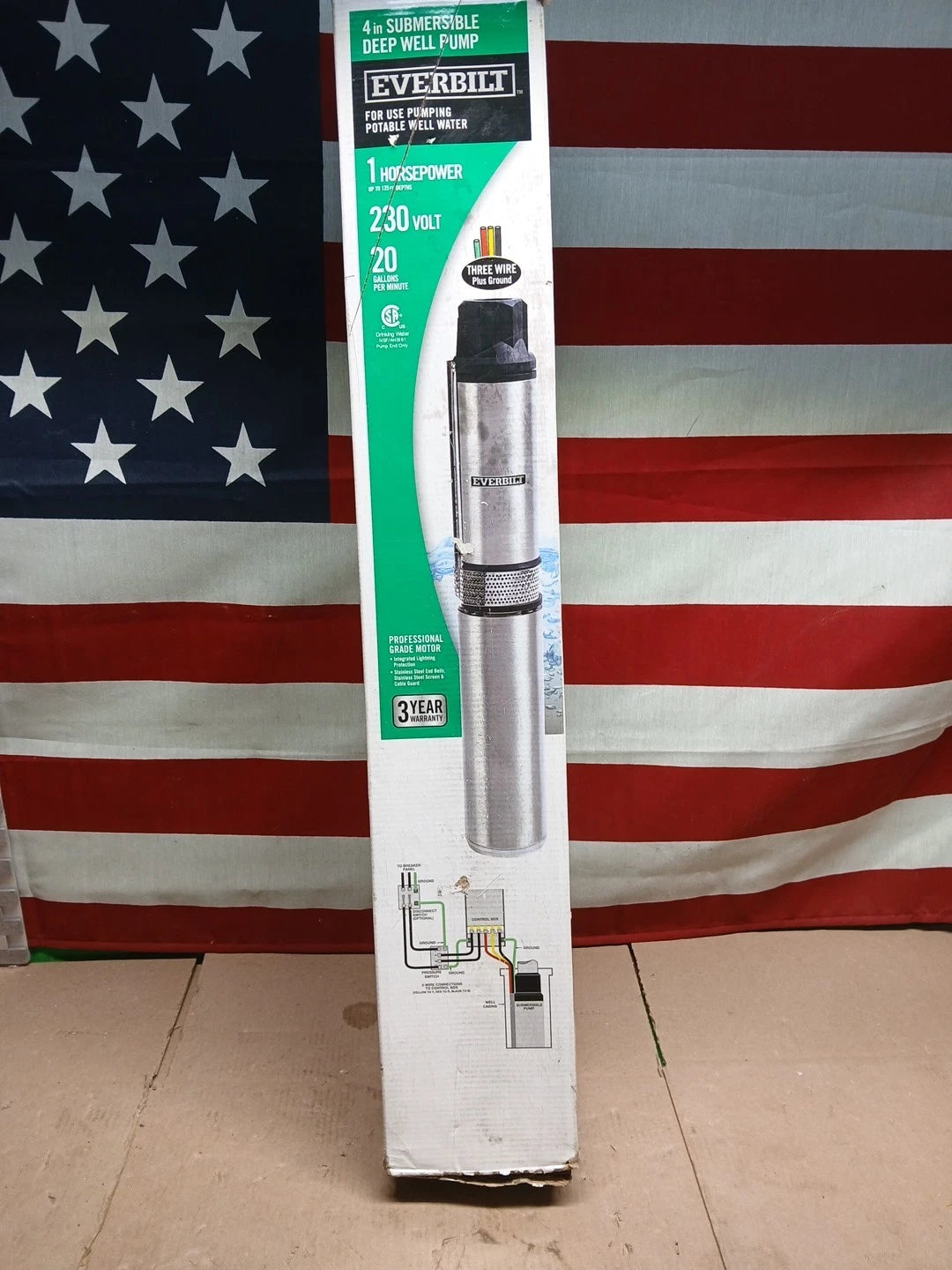 Everbilt 1 HP Submersible 3-Wire Motor 10 GPM Deep Well Potable Water Pump