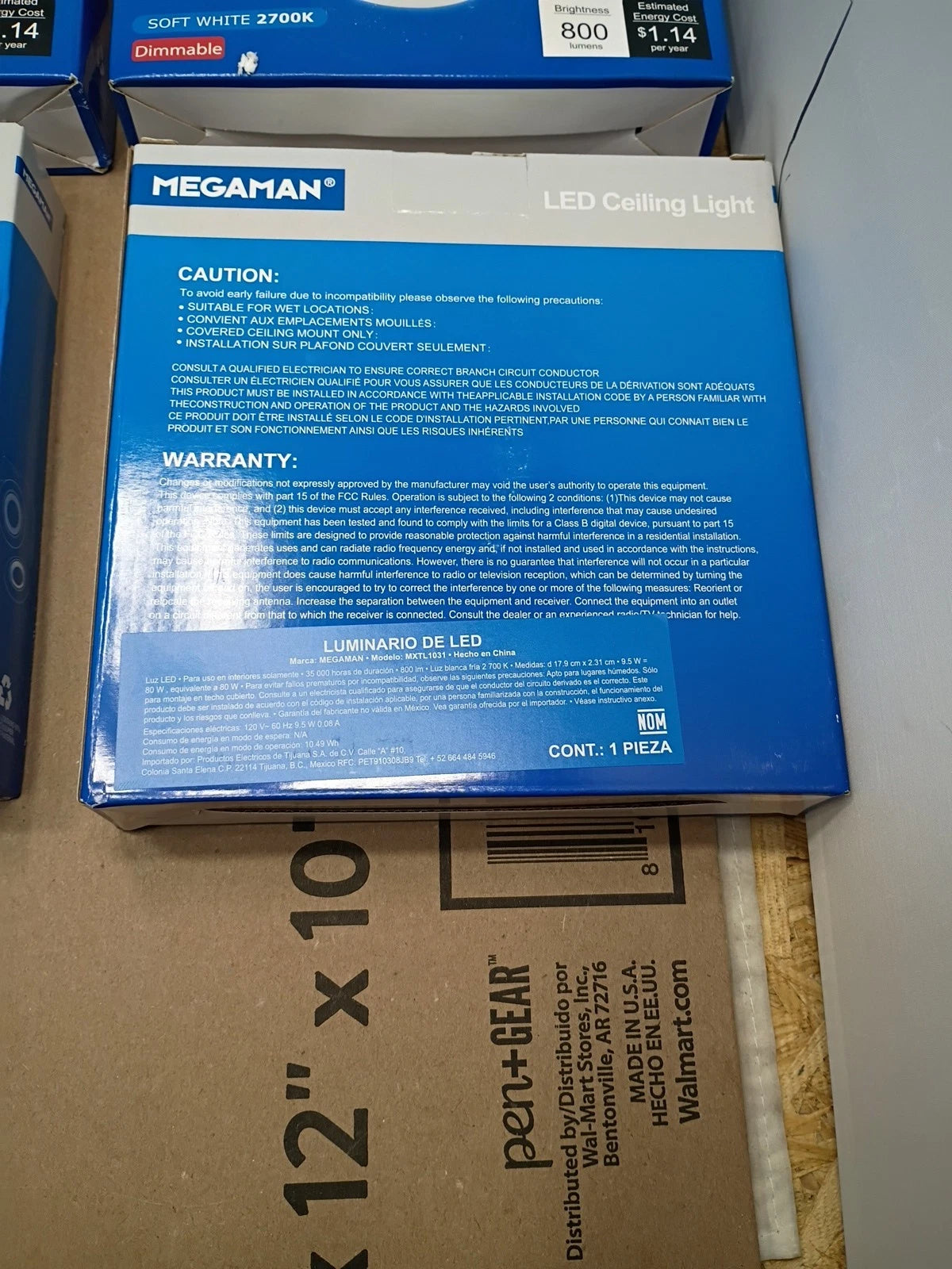 9PK megaman LED Ceiling Light MXTL1031 Light Out 800 Lumens New Open Box