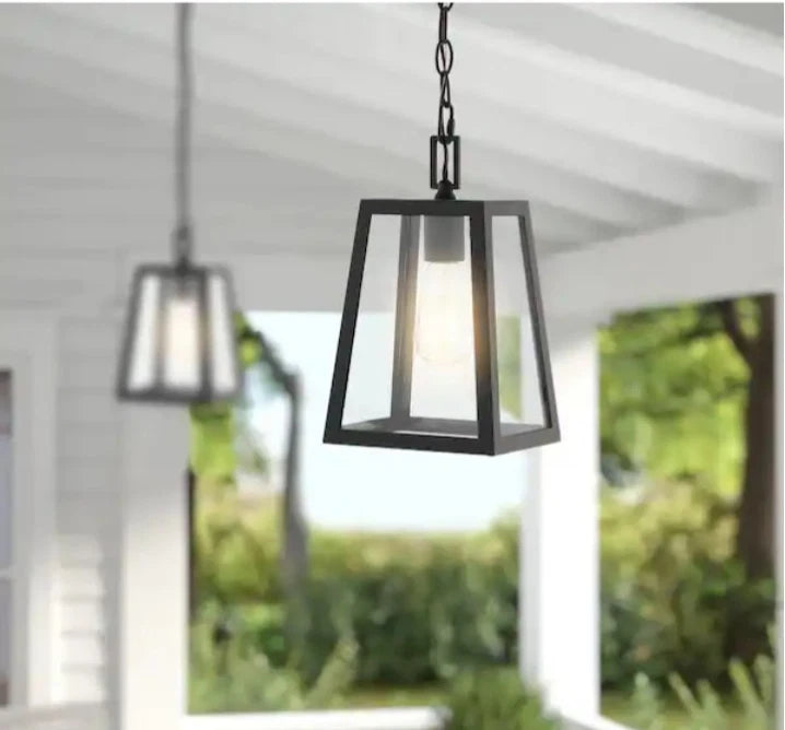Glendale 6.75 in. 1-Light Black/Clear Outdoor LED Pendant Farmhouse Open Box